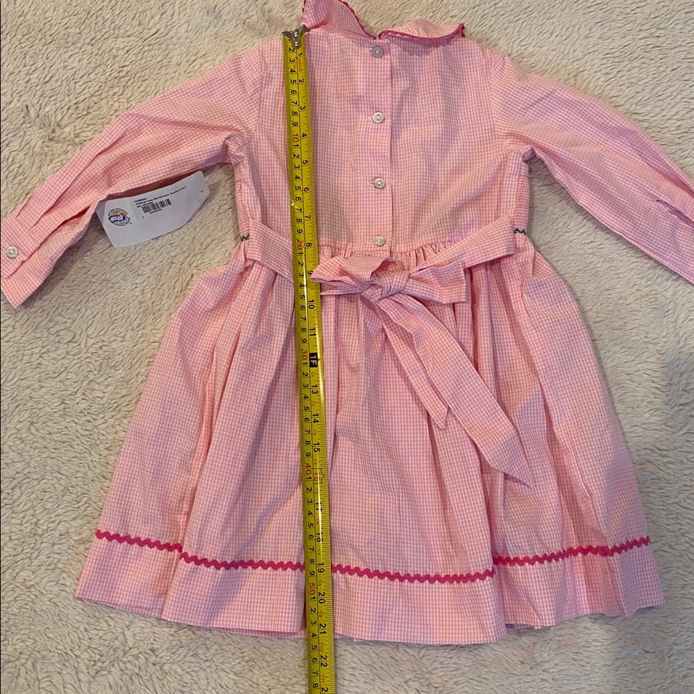 Southern Sunshine Pink Gingham Smocked Christmas Tree Dress Girls Size 2 NWT - Picture 5 of 5